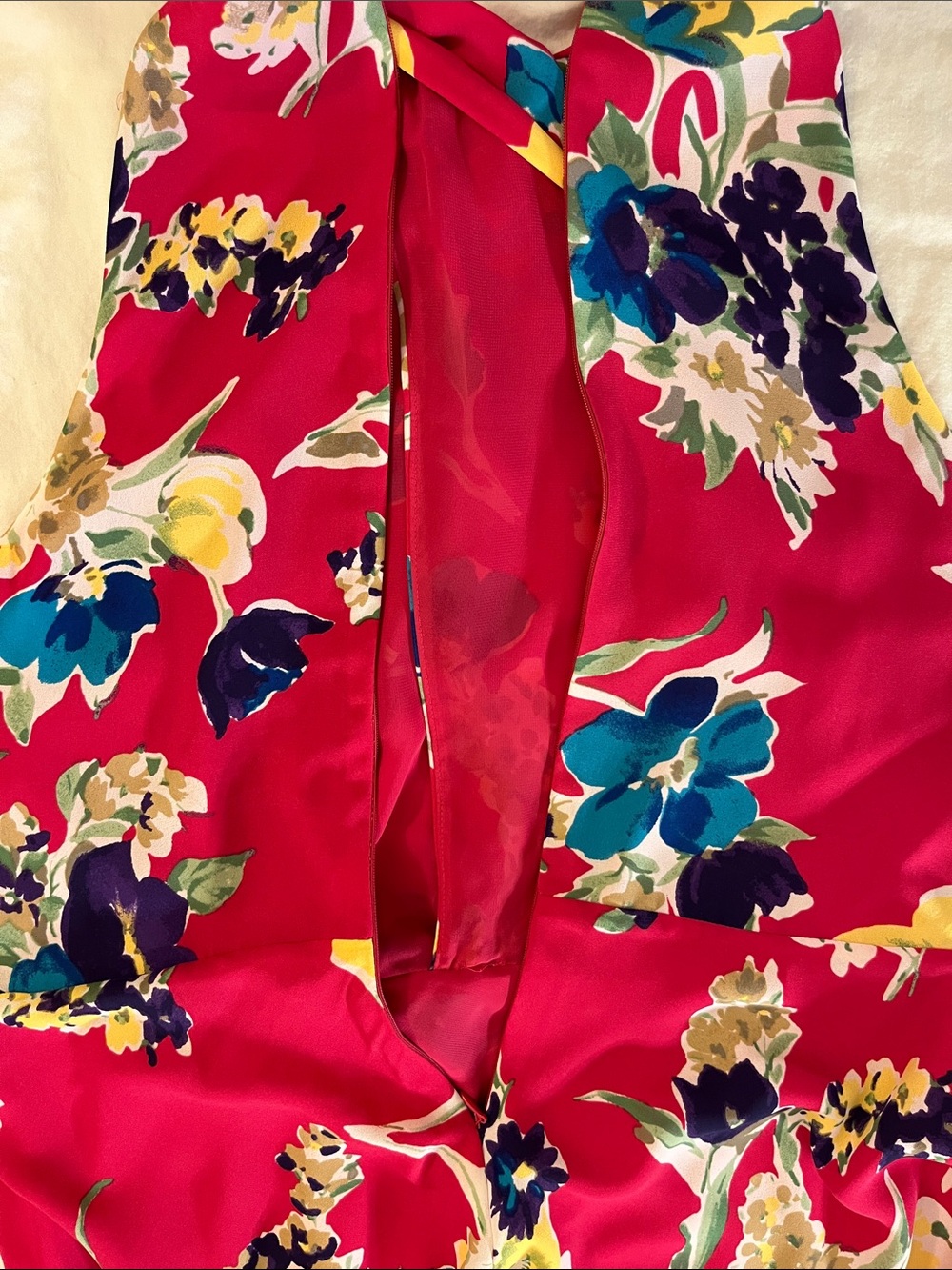 Ralph Lauren Bright Fuchsia Floral Cross-Neck Midi Dress - Picture 13 of 14